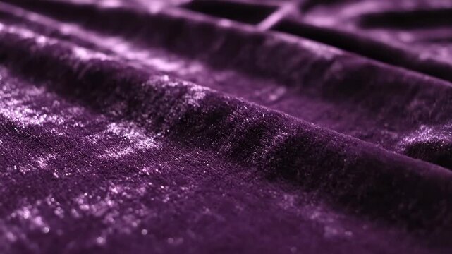 Extreme slow motion close-up of luxurious amethyst velvet material subtly rippling and folding creating a mesmerizing wave pattern Extreme, luxurious, fabric
