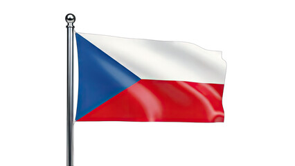 Obraz premium 3D Czech Republic flag waving on a flagpole on transparent background