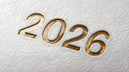 2026 Greeting Card Gold - Classic black background with thin gold border and centered 2026 text, timeless luxury greeting card, print-ready ultra-HD.