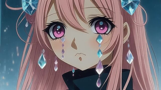 涙　女の子　ダイヤモンド　生成AI
