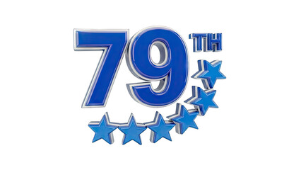 3D 79th with stars on transparent background