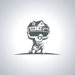 Strong Atlas Holding House Real Estate Logo Vector Illustration