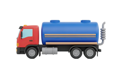 3D cartoon tanker truck on transparent background