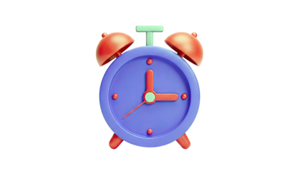 3D Cute 3D Alarm Clock on transparent background