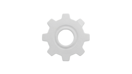 3D gear icon on transparent background