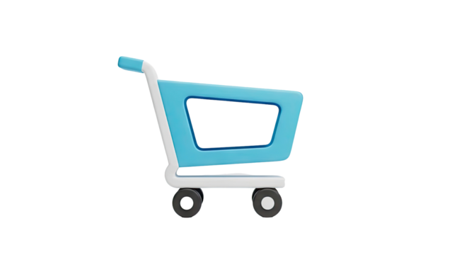 3D shopping cart icon on transparent background - Powered by Adobe