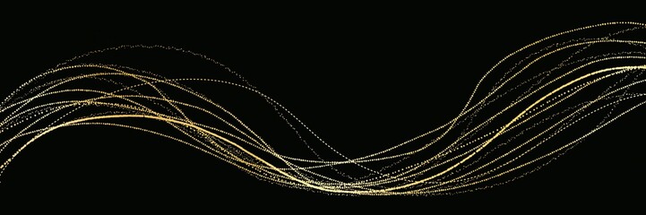 クリスマス風金のブラシストロークが輝く豪華,横長黒背景