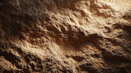 Close-animated movie view of textured cave wall surface showcasing rough, granular mineral deposits with earthy tones and intricate natural patterns