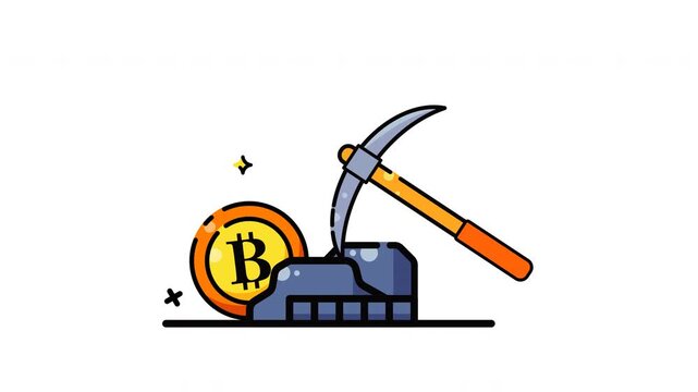 Animated crypto mining icon illustrating blockchain technology, digital finance, and cryptocurrency production concepts. Perfect for fintech platforms, crypto exchanges, investment apps, blockchain