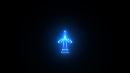 Neon line wind turbine icon. Energy wind turbine icon rotating on transparent canvas.