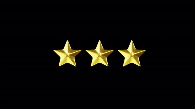 3D 3 Gold Stars Animation | Alpha Loop