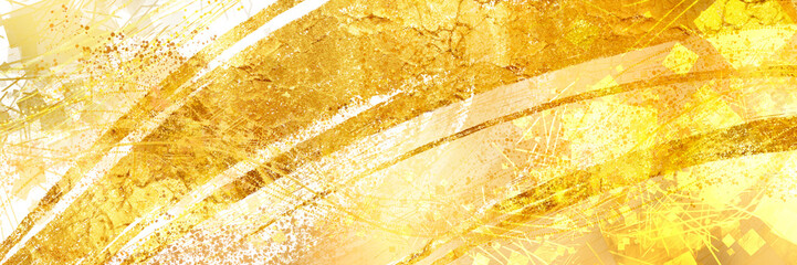 正月風金色ブラシストロークが輝く豪華,透過背景ワイドサイズ