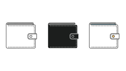 Set of three wallets in different colors, black, and with colored trim