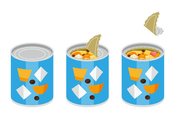 みつ豆の缶詰を開けるイラスト　ミニサイズ