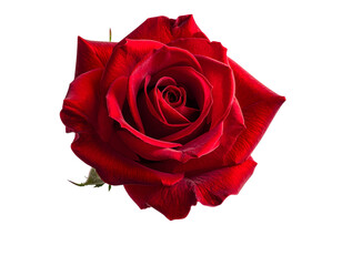 Isolated Red Rose Flower Close-Up, Full Bloom Petals, Love and Romance Concept, PNG