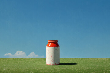 Naklejka premium a milk can against a blue sky
