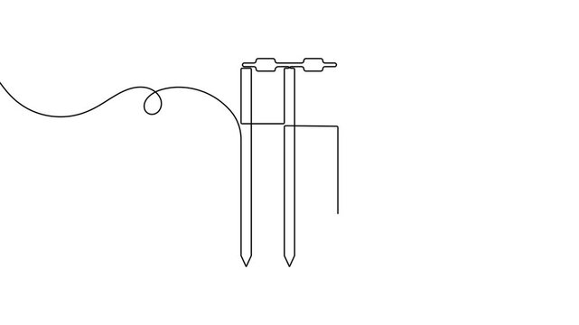 International cricket stump icon continuous one line drawing on white background minimalist sport equipment symbol 4k animation video