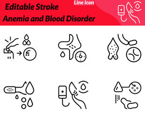 A clean anemia and blood disorder icon showing a blood drop combined with medical. Minimal modern design represents blood health anemia conditions diagnosis treatment and healthcare awareness.