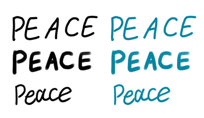 Handwritten calligraphy text saying peace with elegant flowing strokes modern brush lettering isolated on transparent background for branding posters social media and design use