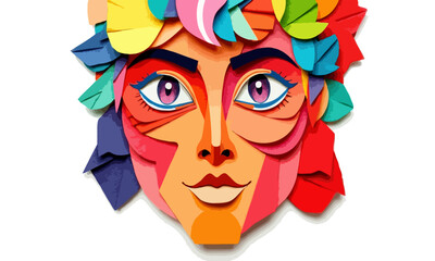 Obraz premium Vibrant Paper Cutout Portrait, Creativity, and Abstract Art