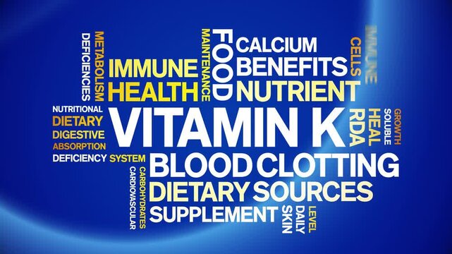 Vitamin K animated word cloud-text design animation tag kinetic typography seamless loop.