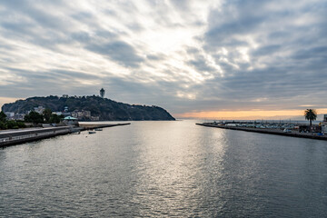 神奈川県　湘南　江ノ島の冬の風景