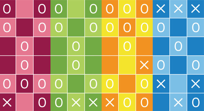 Colorful tic tac toe game board vector illustration with modern grid design for logic puzzle and strategy games