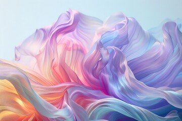 Vibrant colorful fabric waves in soft light background