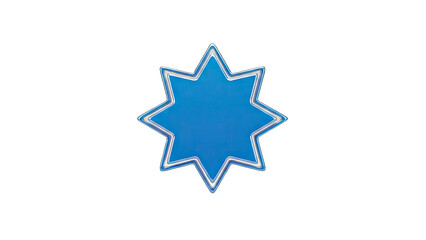 3D Blue 8-pointed star emblem on transparent background