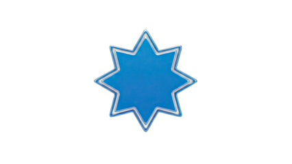 3D Blue 8-pointed star emblem on transparent background