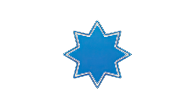3D Blue 8-pointed star emblem on transparent background - Powered by Adobe