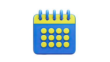 3D Calendar Icon on transparent background