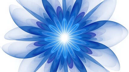 Vibrant blue flower with radiant center and translucent petals