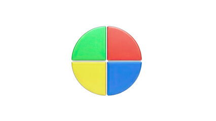 3D Four Colorful Segments of a Pie Chart on transparent background