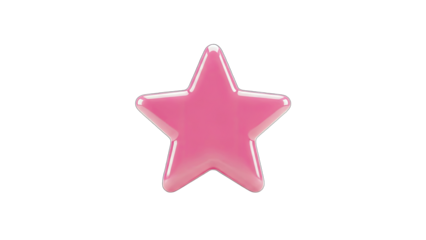 3D Shiny Pink Star Shape on transparent background
