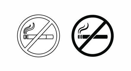 Graphic illustration of two no smoking signs with cigarette symbols on a white background.