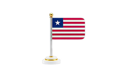 3D Liberia Flag on Desk Stand on transparent background
