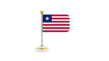 3D Liberia Flag on Desk Stand on transparent background