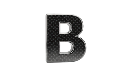 3D Letter B with star pattern on transparent background