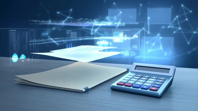 A transformation timelapse of traditional business elements morphing into digital interfaces and cloud systems against a transitioning background, concept of digital transformation and business modern