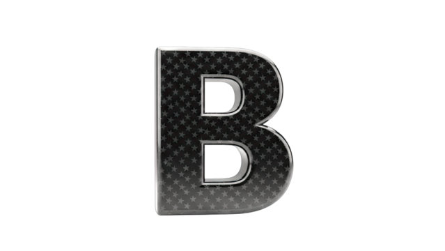 3D Letter B with star pattern on transparent background - Powered by Adobe