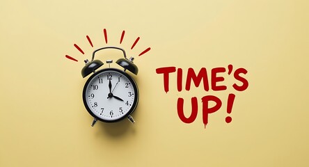 Alarm clock with Times Up text.