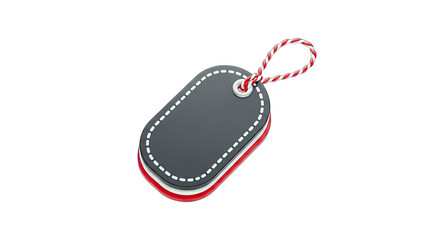 Fototapeta premium 3D Blank oval gift tag with red and white string on transparent background
