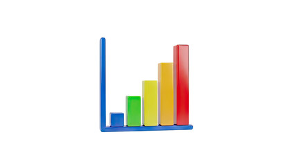 3D Colorful 3D bar chart showing growth on transparent background