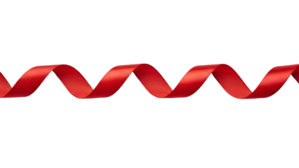 Red ribbon isolated on transparent background for decoration or celebration