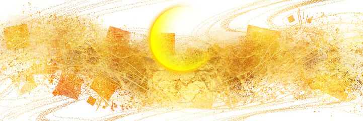 三日月背景と金銀砂子が輝く豪華,横長透過背景