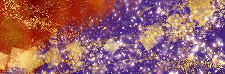 お正月背景風金箔桜花吹雪が輝く豪華,横長紫背景