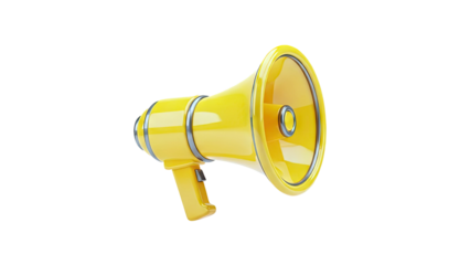 3D Yellow megaphone transparent background