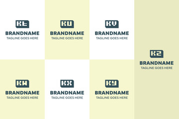 Obraz premium Letters KT KU KV KW KX KY KZ Box 3D Logo Set, for any brand with TK UK VK WK XK YK ZK initials