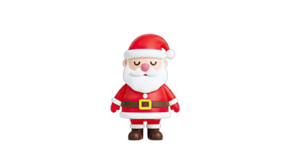 3D Cute 3D Santa Claus Character on transparent background